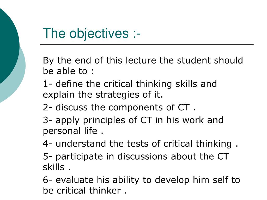 critical thinking course objectives