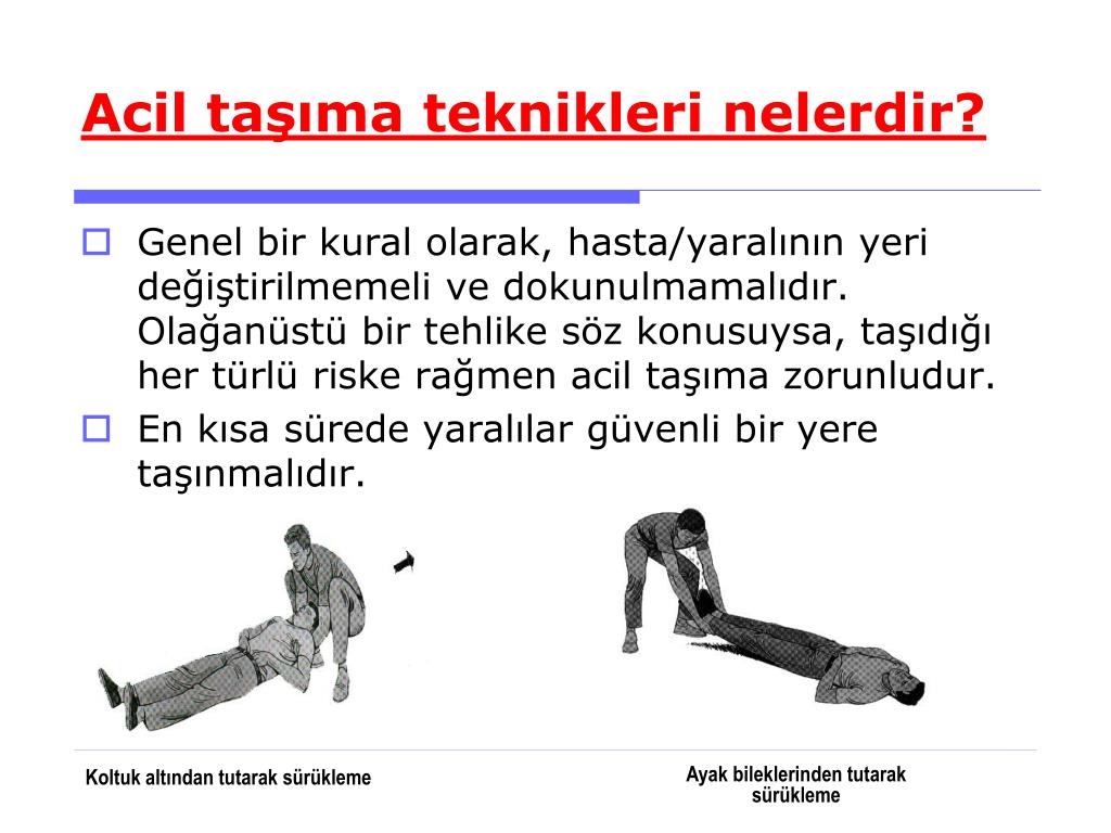 PPT - 13-HASTA/YARALI TAŞIMA TEKNİKLERİ PowerPoint Presentation, free  download - ID:4180247