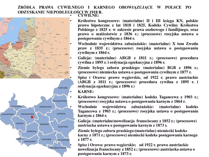 PPT - ŹRÓDŁA PRAWA CYWILNEGO I KARNEGO OBOWIĄZUJĄCE W POLSCE PO ...