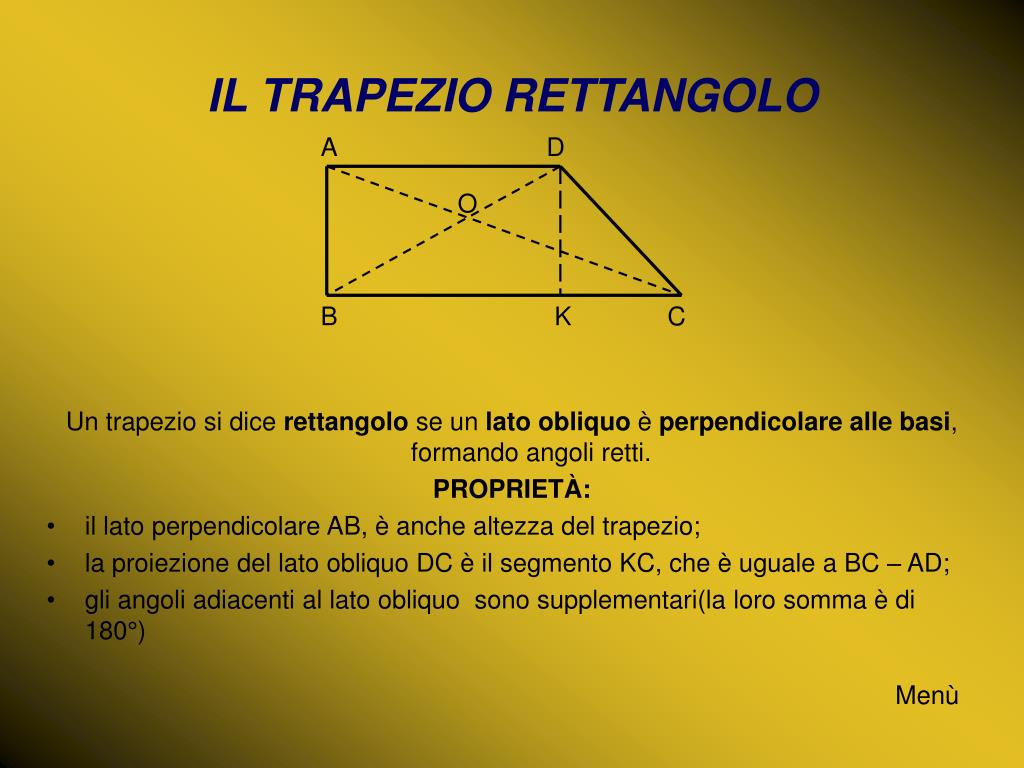 Come Si Trova Il Lato Obliquo Del Trapezio Rettangolo PPT - I quadrilateri PowerPoint Presentation, free download - ID:4186264