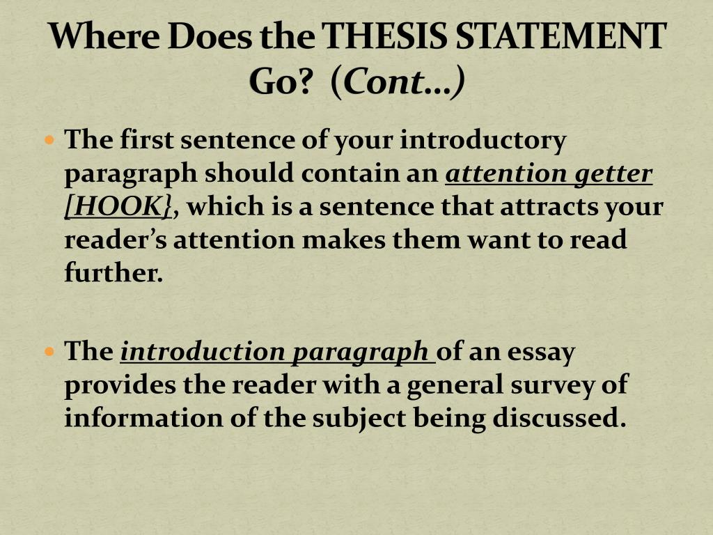 where does a thesis statement go in the introduction