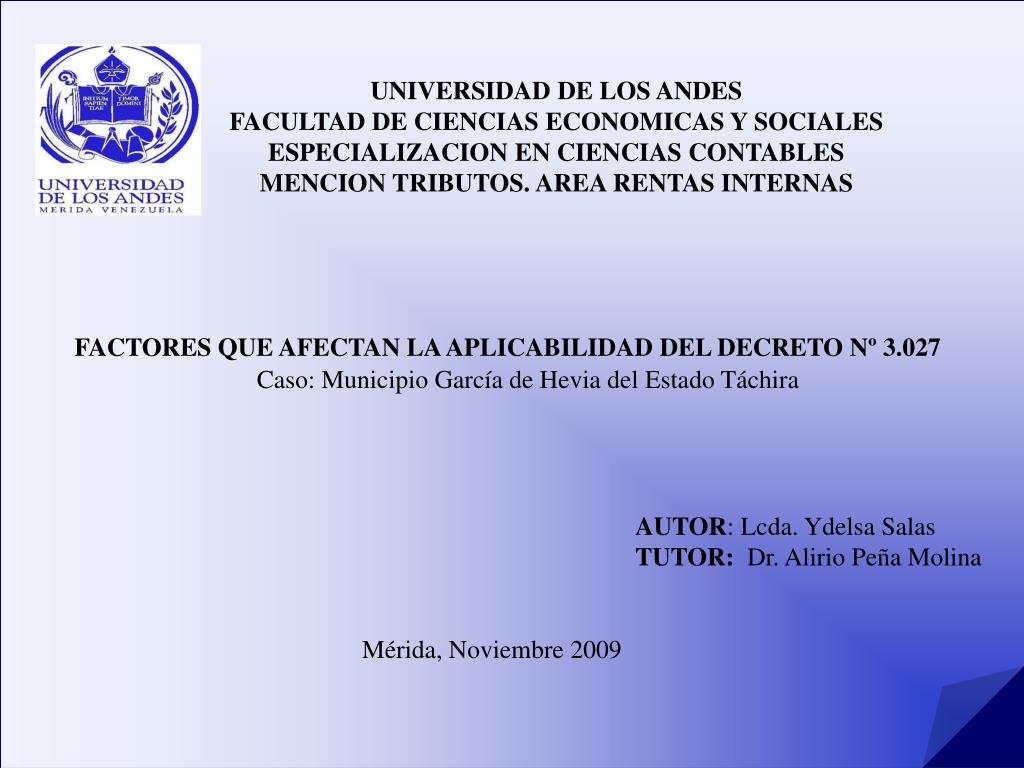 PPT - UNIVERSIDAD DE LOS ANDES FACULTAD DE CIENCIAS ECONOMICAS Y ...