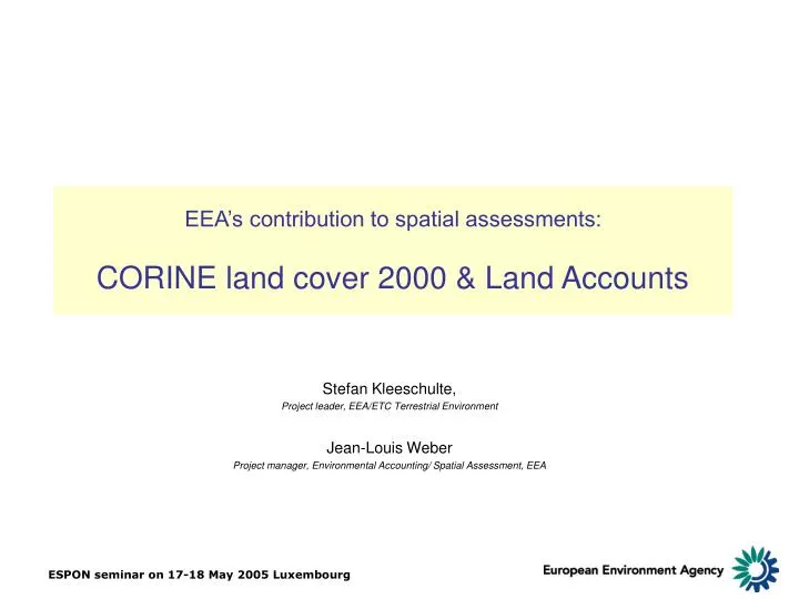 eea s contribution to spatial assessments corine land cover 2000 land accounts n.
