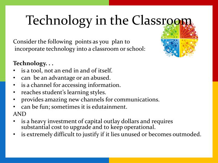 incorporating technology into the classroom Use of technology outside of the classroom is not an issue to contend with, but one to embrace and bring into the classroom tarasiuk's (2010) discussion of contemporary literacy follows this same theme, beginning with how she began to learn about and understand her students' uses of technology for creation and communication outside of the classroom. incorporating technology into the classroom Use of technology outside of the classroom is not an issue to contend with, but one to embrace and bring into the classroom tarasiuk's (2010) discussion of contemporary literacy follows this same theme, beginning with how she began to learn about and understand her students' uses of technology for creation and communication outside of the classroom.