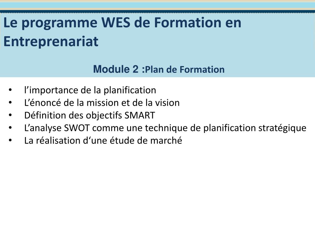 Ppt Le Programme Wes De Formation En Entreprenariat