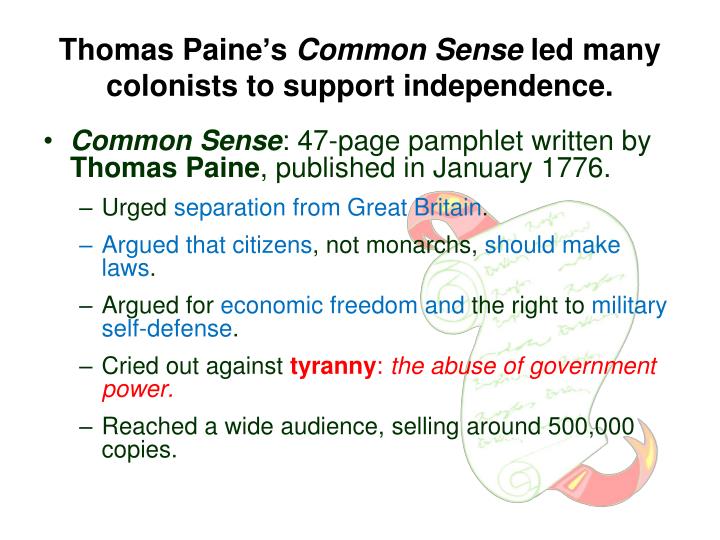 the persuasion to independence in thomas paines the common sense Start studying week 20: thomas paine and common sense learn vocabulary, terms, and more with flashcards, games, and other study tools. the persuasion to independence in thomas paines the common sense Start studying week 20: thomas paine and common sense learn vocabulary, terms, and more with flashcards, games, and other study tools.