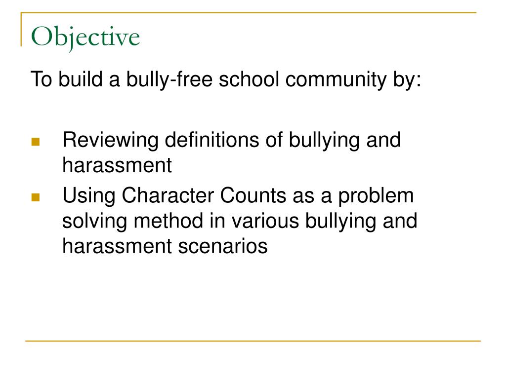 research objective about bullying in school