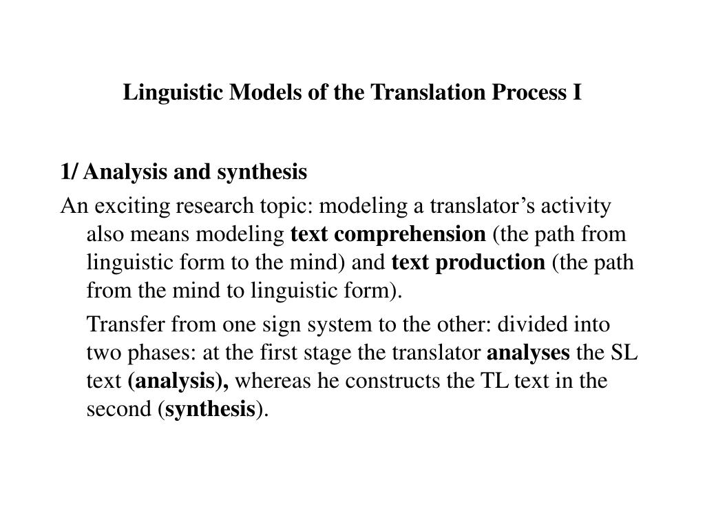 PPT - Linguistic Models of the Translation Process I PowerPoint ...