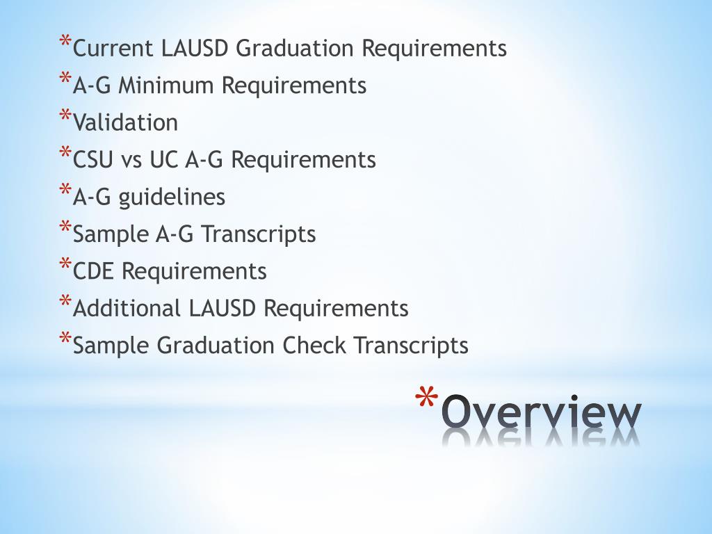 Ag Requirements Chart Lausd