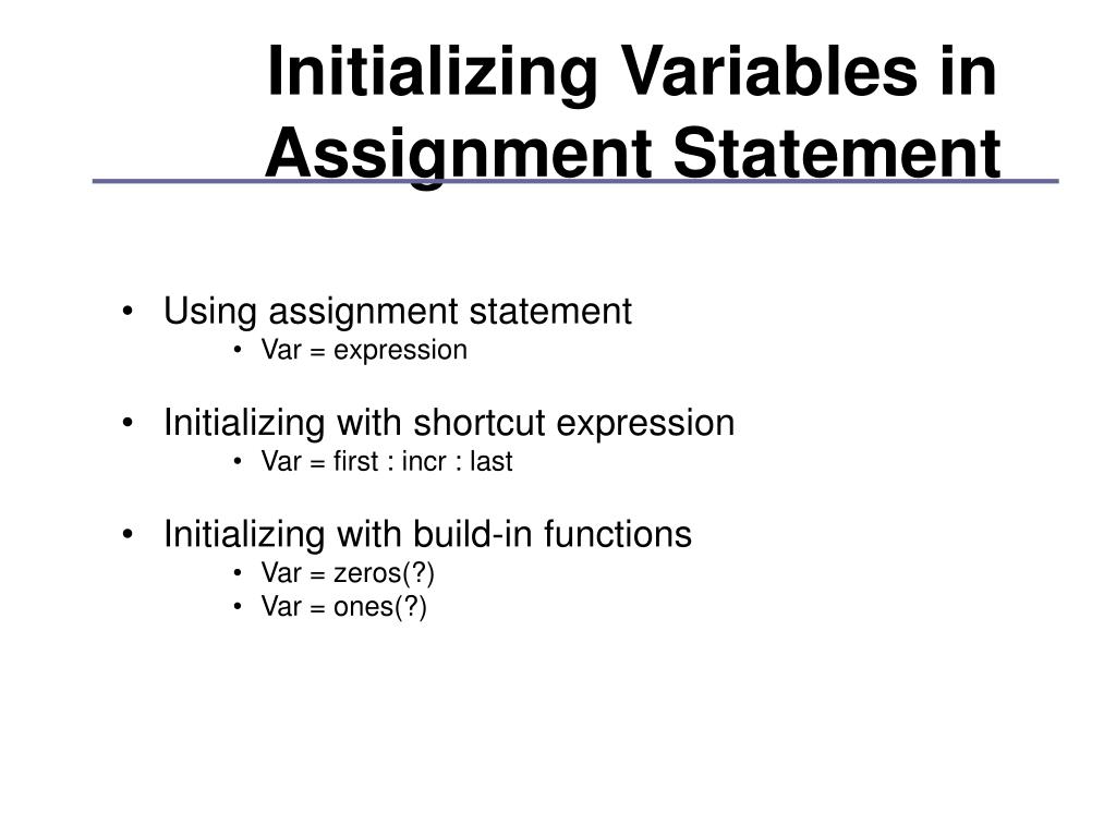 assignment statement matlab