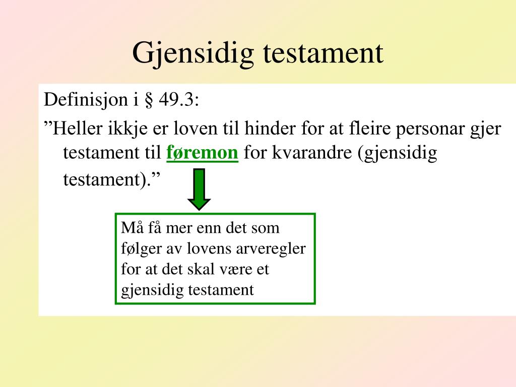 PPT - Gjensidig testament PowerPoint Presentation, free download -  ID:4197556