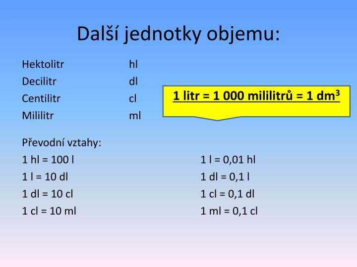 PPT - Jednotky objemu PowerPoint Presentation - ID:4197683