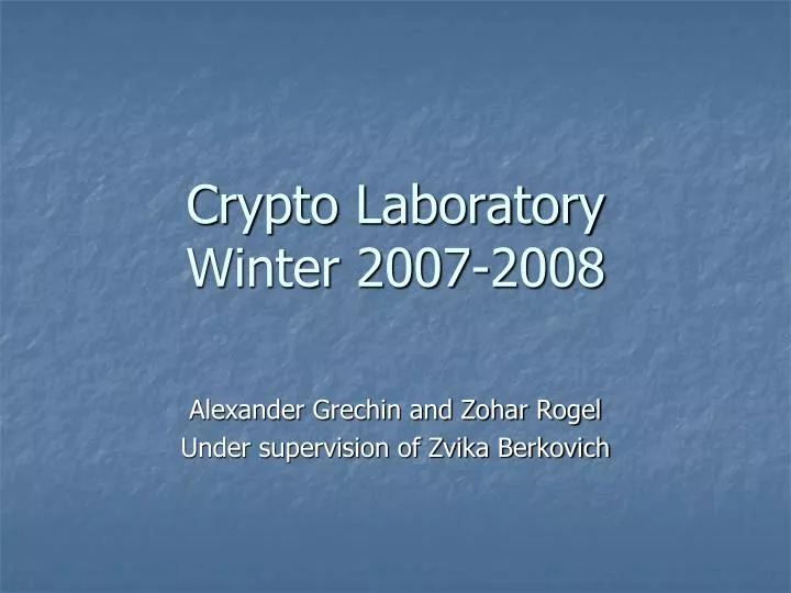 crypto laboratory winter 2007 2008 n.