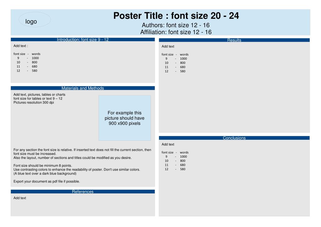 PPT Poster Title Font Size 20 24 PowerPoint Presentation Free 