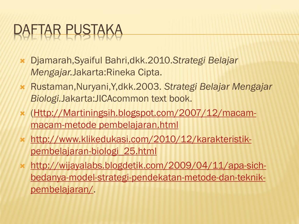 PPT Metode dan pendekatan dalam pembelajaran Biologi 