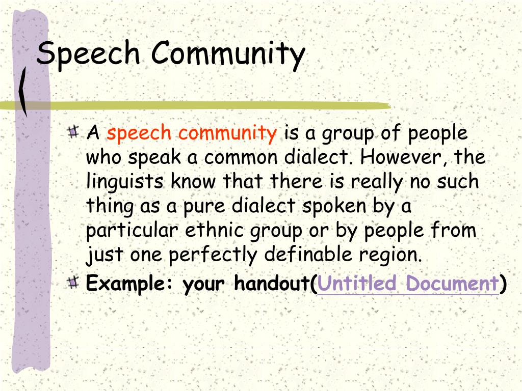give me an example of a speech community