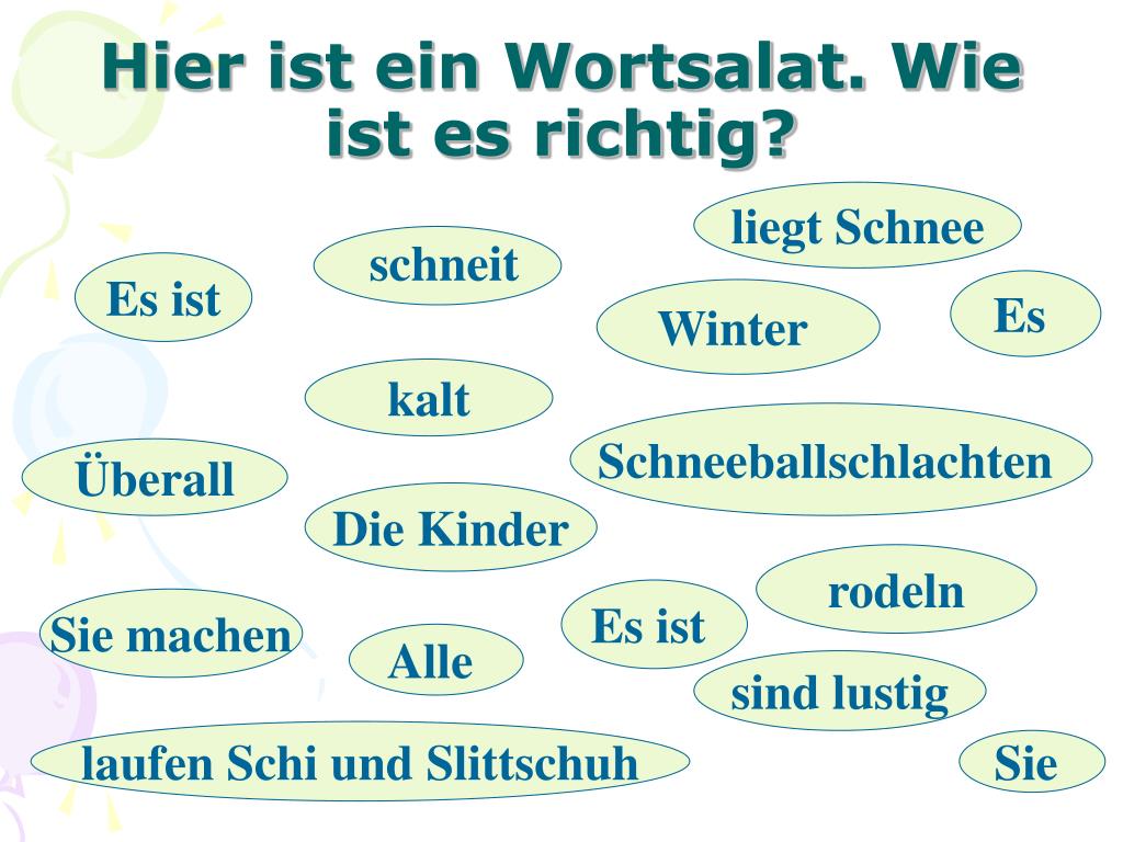 Es ist richtig. Глагол schneit. Wortsalat задание. Wie ist es richtig ответы. Wortsalat задание по немецкому языку.