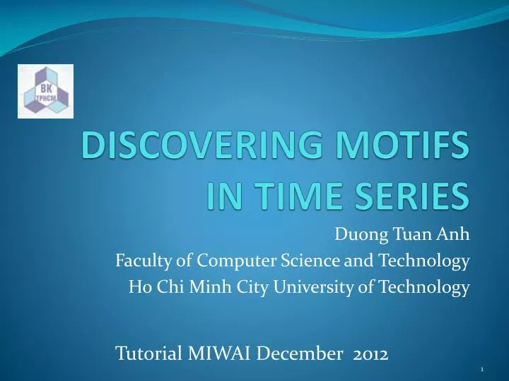 discovering motifs in time series n.