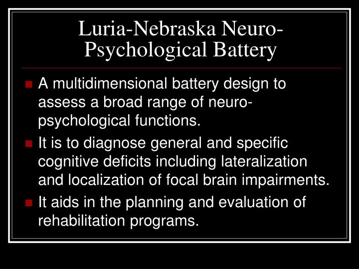 luria nebraska neuropsychological battery