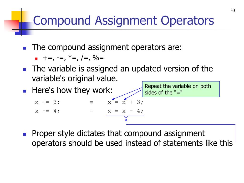 compound assignment operators