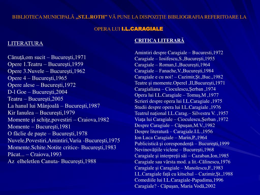 Ppt Ion Luca Caragiale Powerpoint Presentation Free Download