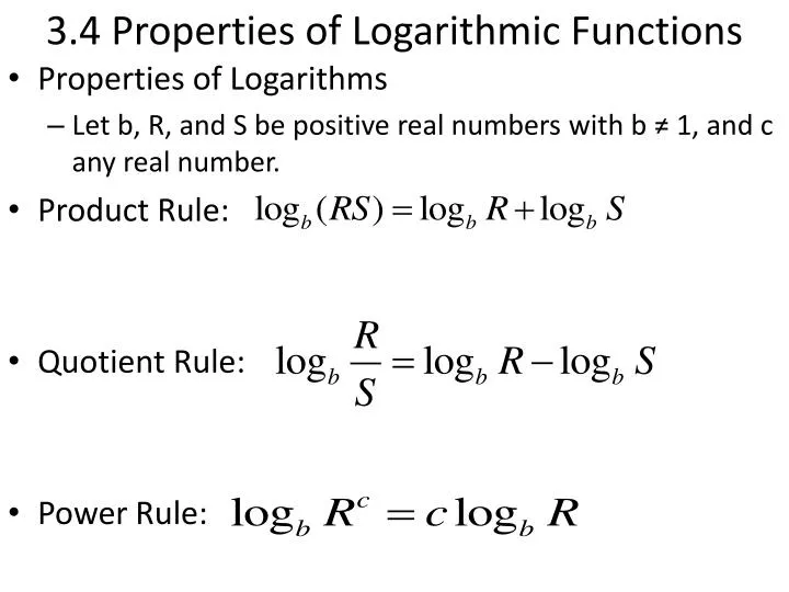 PPT 3 4 Properties Of Logarithmic Functions PowerPoint Presentation 