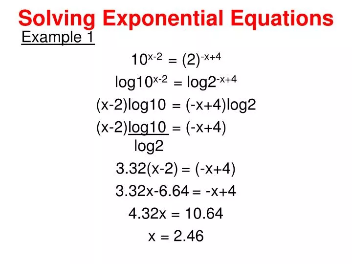 Solving Exponential Equations Worksheet