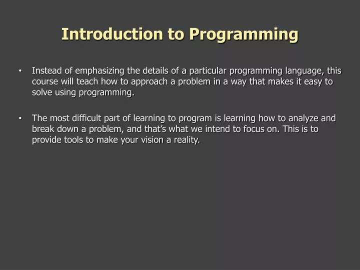 PPT - Introduction to Programming PowerPoint Presentation, free ...