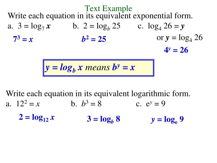 ppt definition of a logarithmic function powerpoint presentation write logs in exponential form