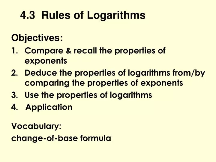 4 3 rules of logarithms n.