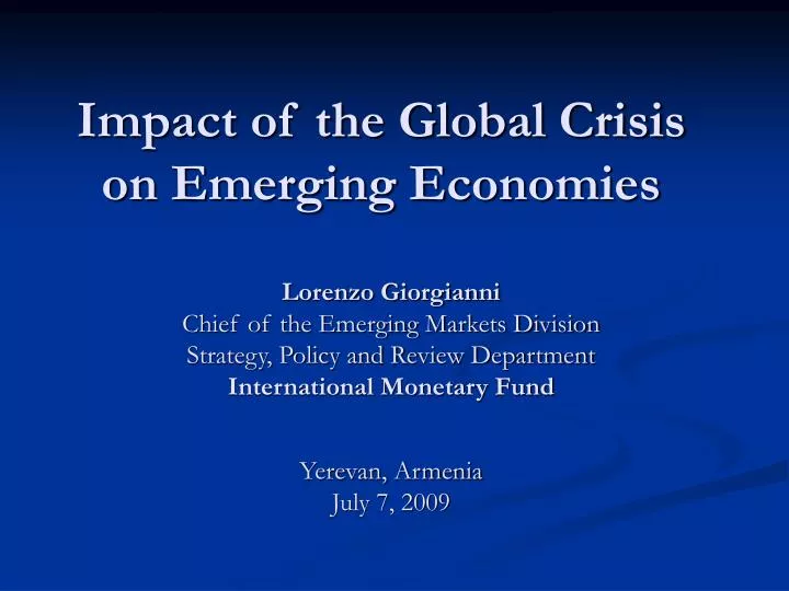 impact of the global crisis on emerging economies n.