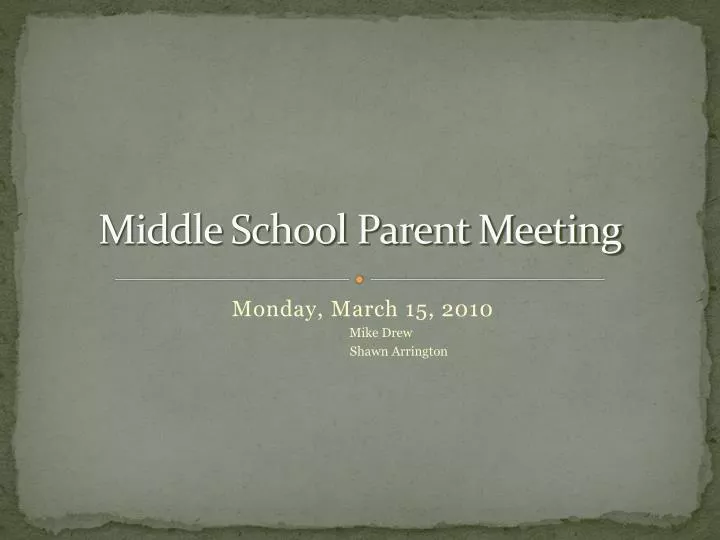 middle school parent meeting n.