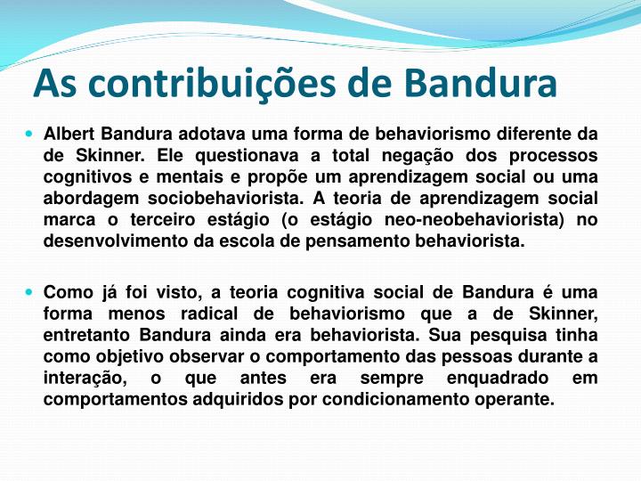 PPT Teoria Cognitiva Social da Aprendizagem PowerPoint