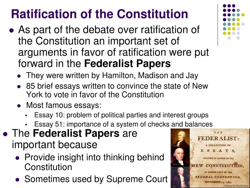 essays written to urge delegates to ratify the constitution