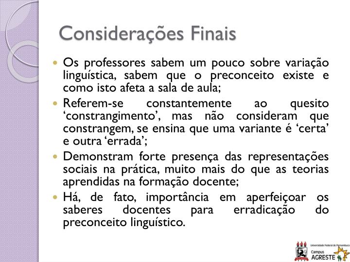 Considerações Finais E Conclusão é A Mesma Coisa