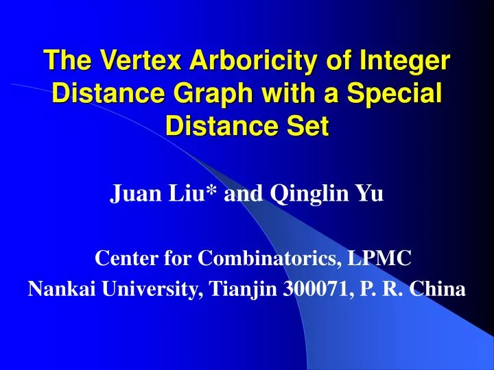 Ppt The Vertex Arboricity Of Integer Distance Graph With A