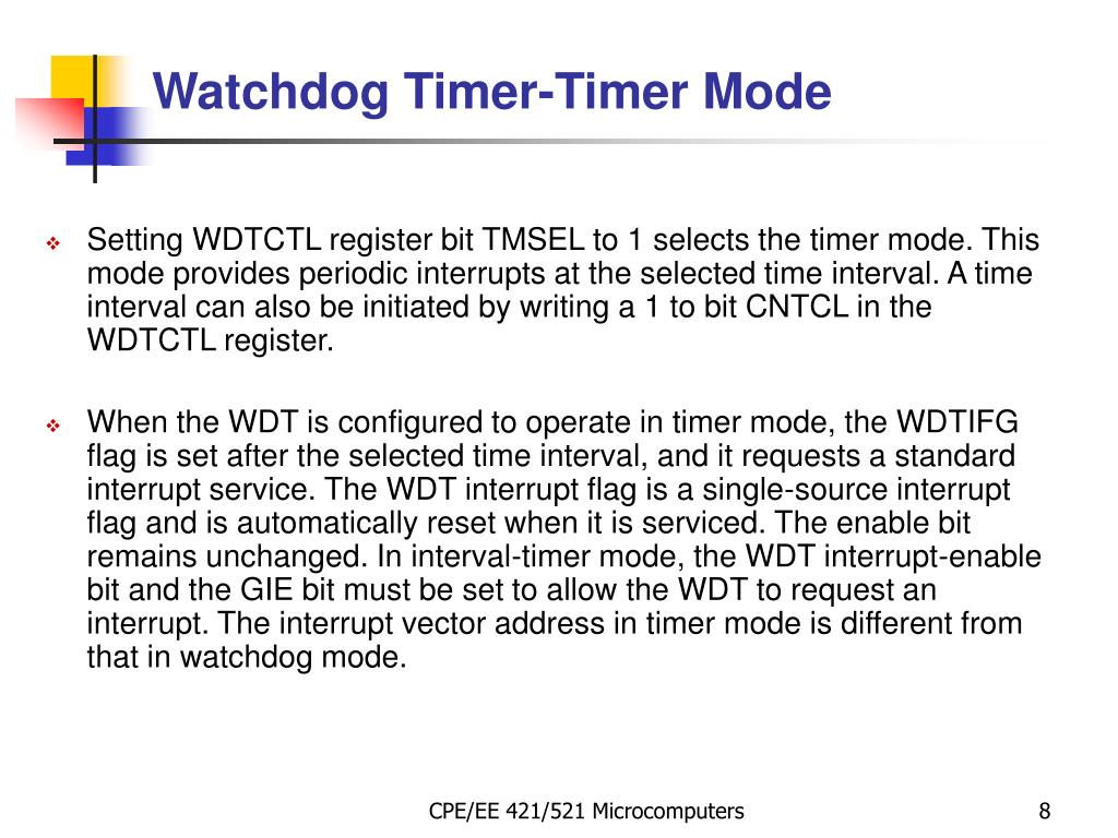 PPT MSP430 Watchdog Timer PowerPoint Presentation, free download ID4215443