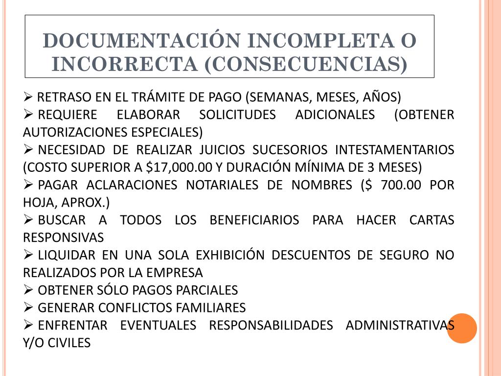 Documentacion Incorrecta PPT - SECRETARÍA DE PREVISIÓN SOCIAL DEL CEN DEL SUTERM PowerPoint ...