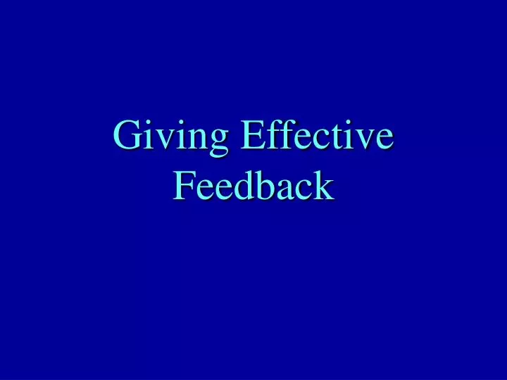 giving effective feedback n.