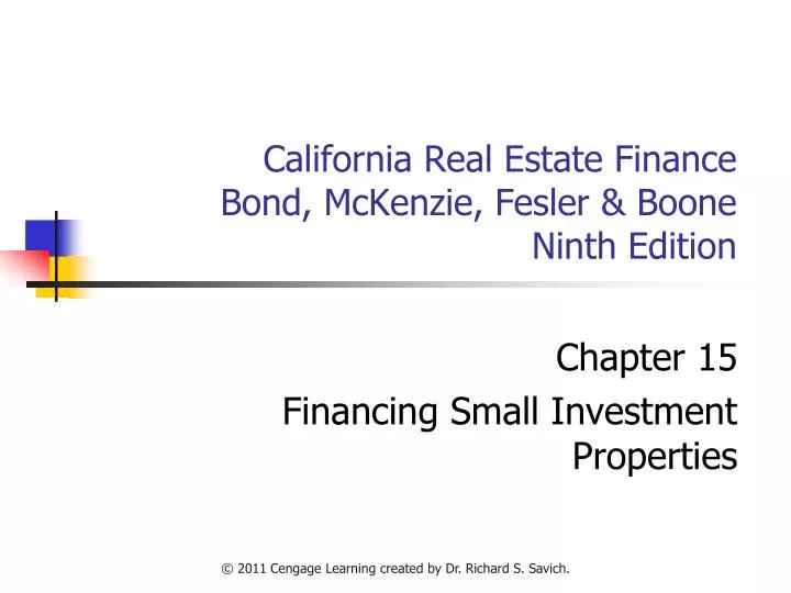 california real estate finance bond mckenzie fesler boone ninth edition n.