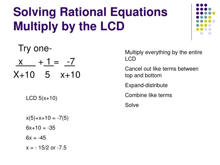 PPT - Solving Rational Equations PowerPoint Presentation - ID:4229200