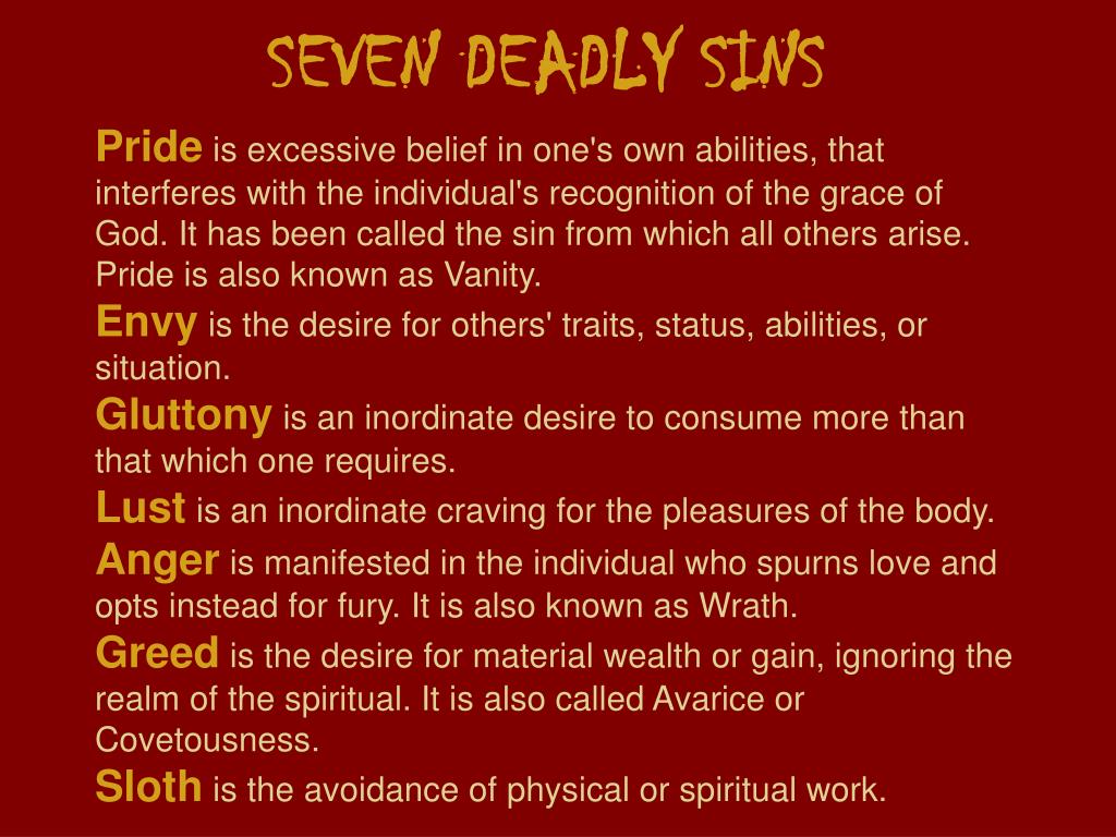 presentation on 7 deadly sins