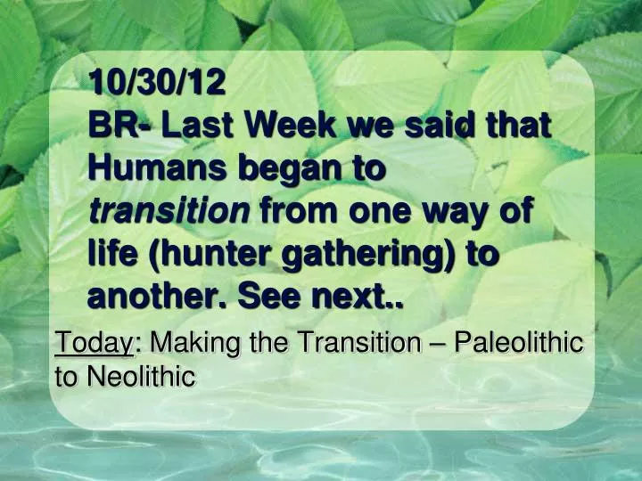 an evaluation of the changes during the transition from paleolithic to neolithic lifestyle an evaluation of the changes during the transition from paleolithic to neolithic lifestyle