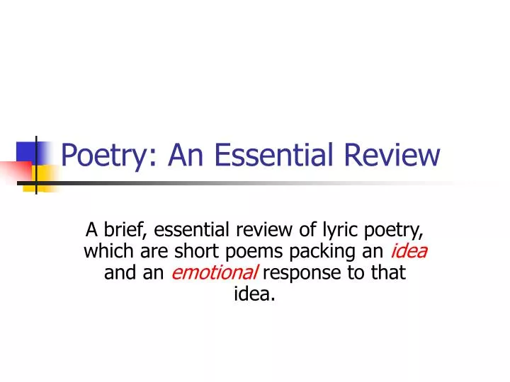 poetry an essential review n.