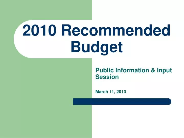 2010 recommended budget n.