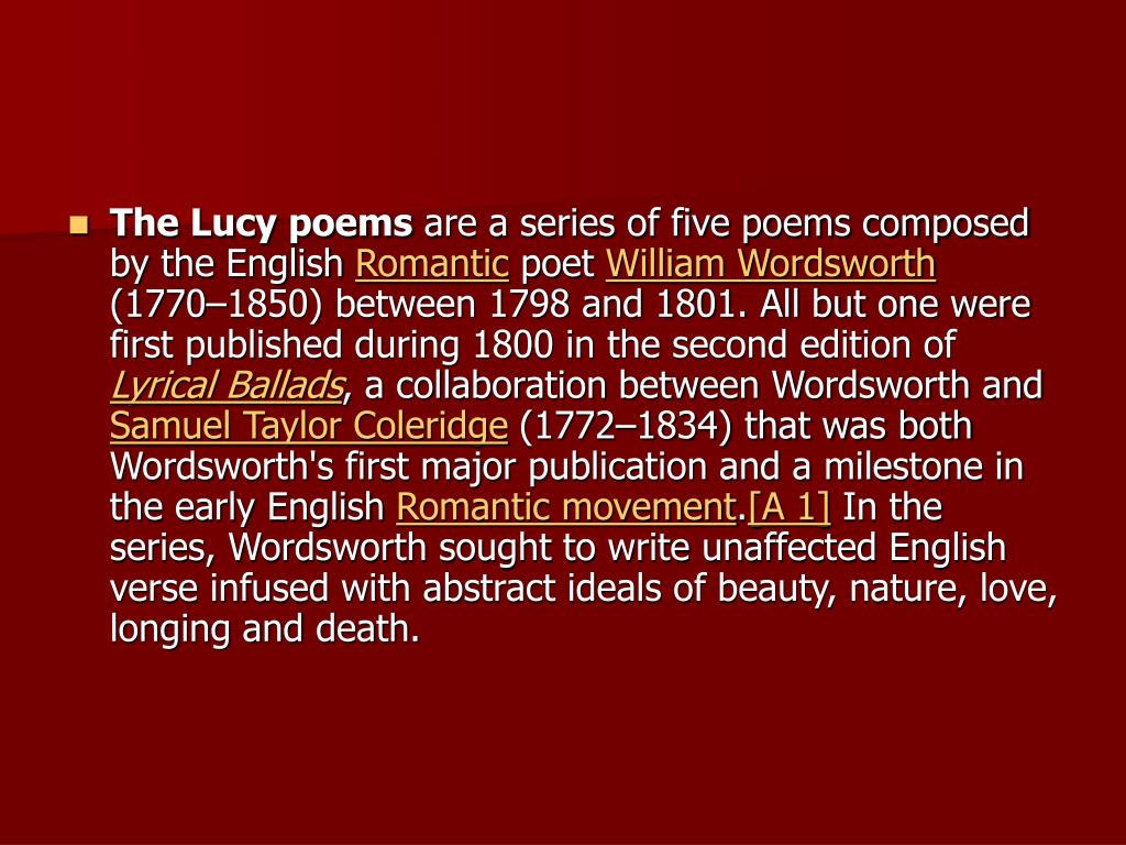 the lucy poems by william wordsworth analysis