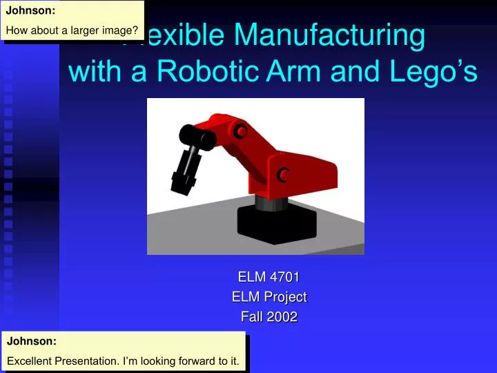 flexible manufacturing with a robotic arm and lego s n.
