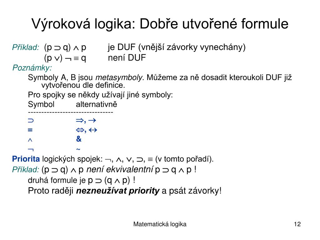 Ppt Prednaska 2 Vyrokova Logika Powerpoint Presentation Free Download Id 4234369