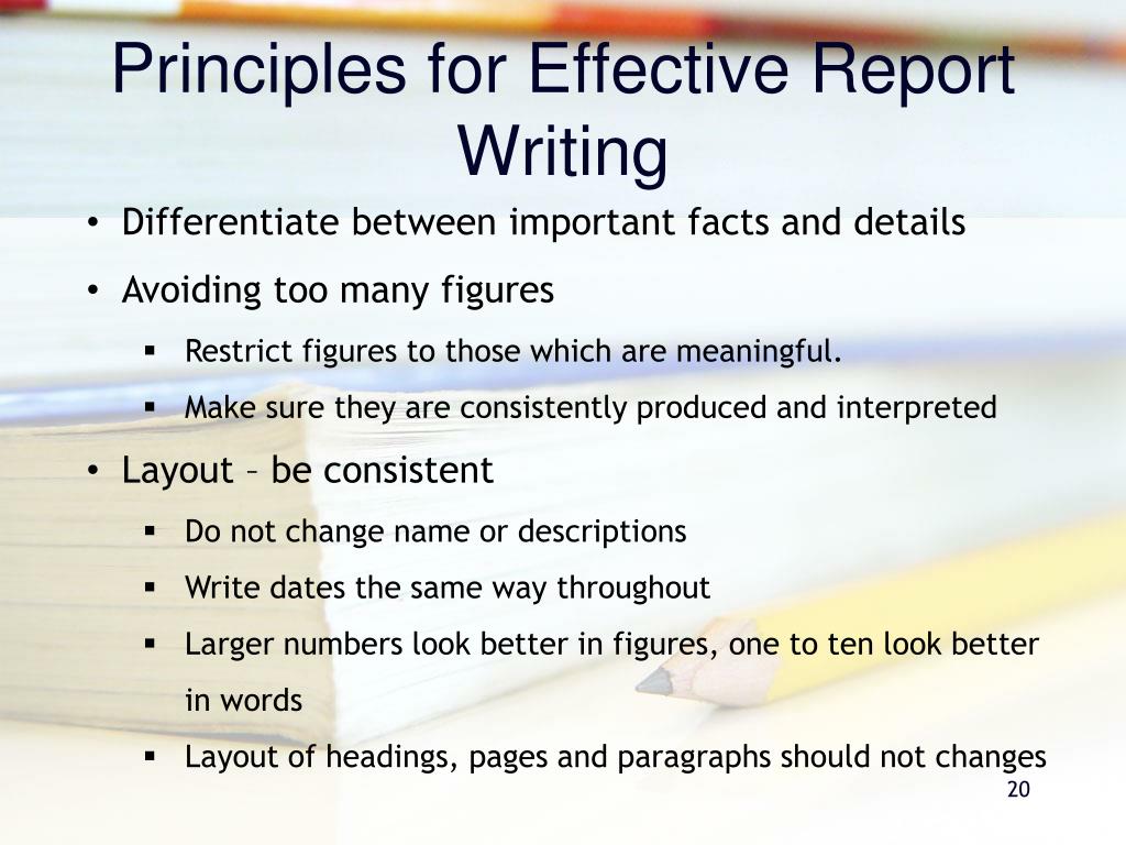 report writing characteristics of effective learning
