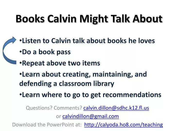 books calvin might talk about n.